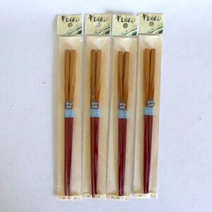 NEW 8.75” HANDCRAFTED TWO TONE SPIRALING BAMBOO WOOD CHOPSTICKS (4 SETS)
